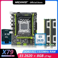 machinsit x79 motherboard combo kit set lga 2011 xeon e5 2620 cpu 2pcs x 4gb 8gb memory ddr3 ecc ramfour channel mainboard