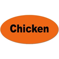 oval fluorescent orange chicken stickers 1 x 2 inch 500 chicken food stickers chicken retail package adhesive labels