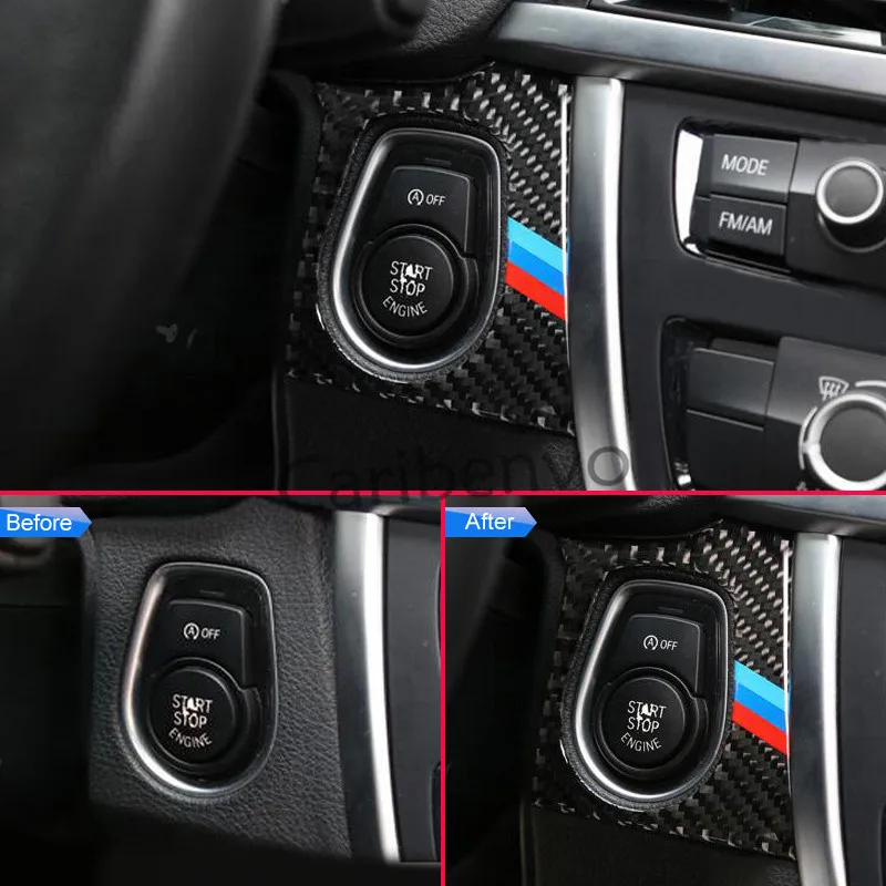 Накладка кнопки запуска двигателя из натурального углеродного волокна для BMW 3 4