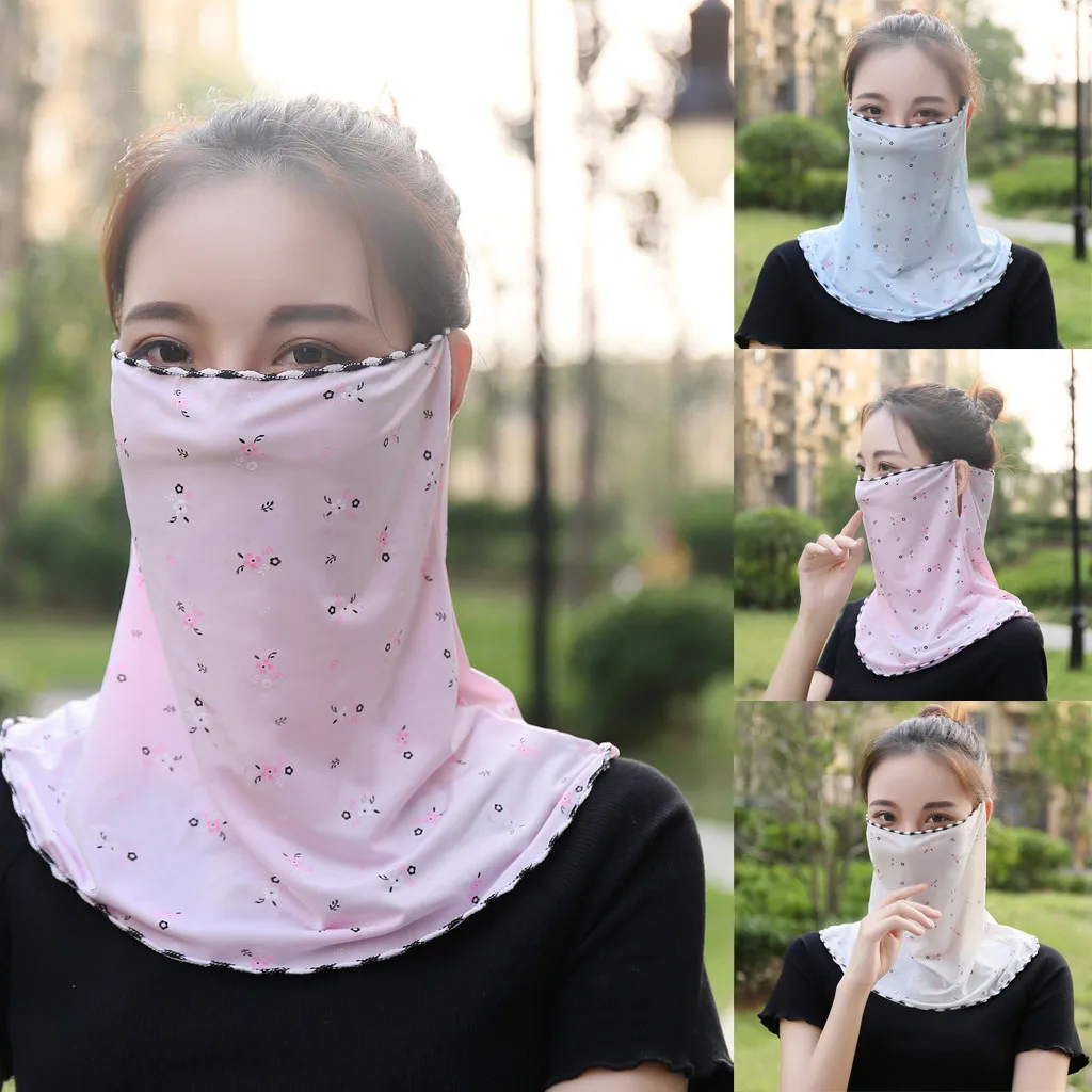 Шифоновый Велосипедный Чехол для лица женский шарф с принтом и защитой от солнца