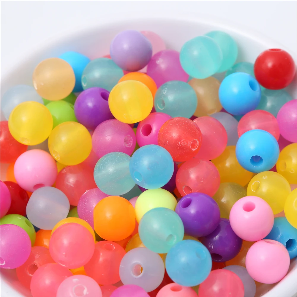 

50pcs/lot Mixed Color Matte Round Ball Beads DIY Supplies For Beaded Bracelet Children Jewelry Making Necklace Accessories