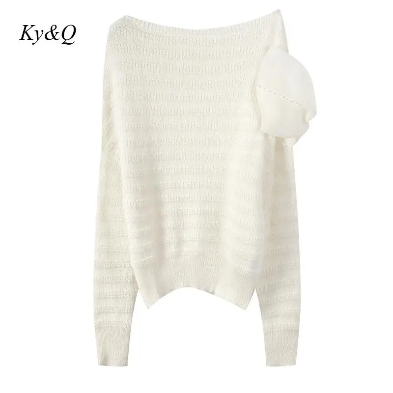 

Brand Design Women Sweet Kwaii Bow Pink Knit Sweater Clothing Fall/winter 2020 New Sexy Long Sleeve One-neck Pullover Jumper