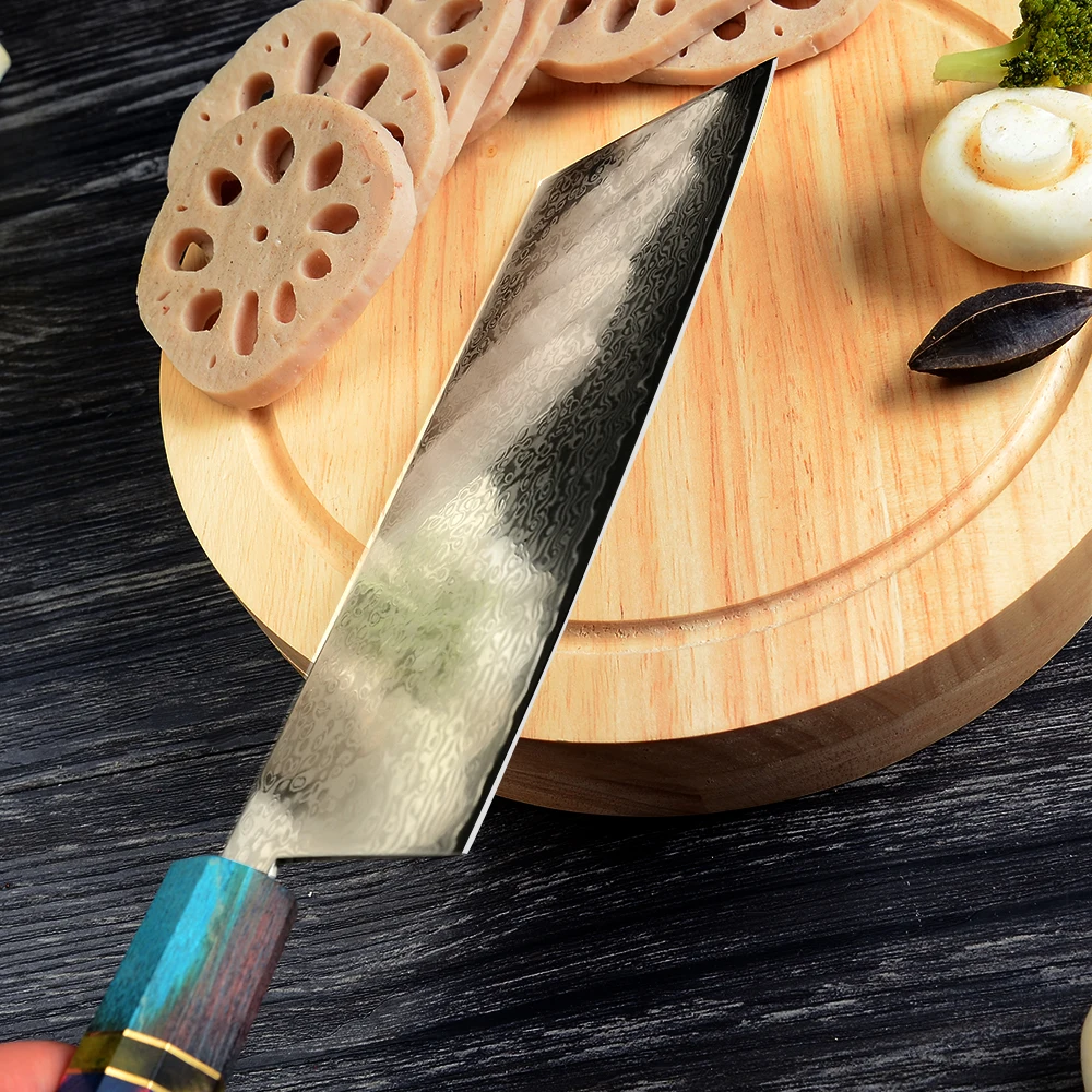 

Sharp Damascus Cleaver Knife Vg10 Damascus Steel Japanese Chef Nakiri Fish Sushi Meat Vegetable Chopping Knives