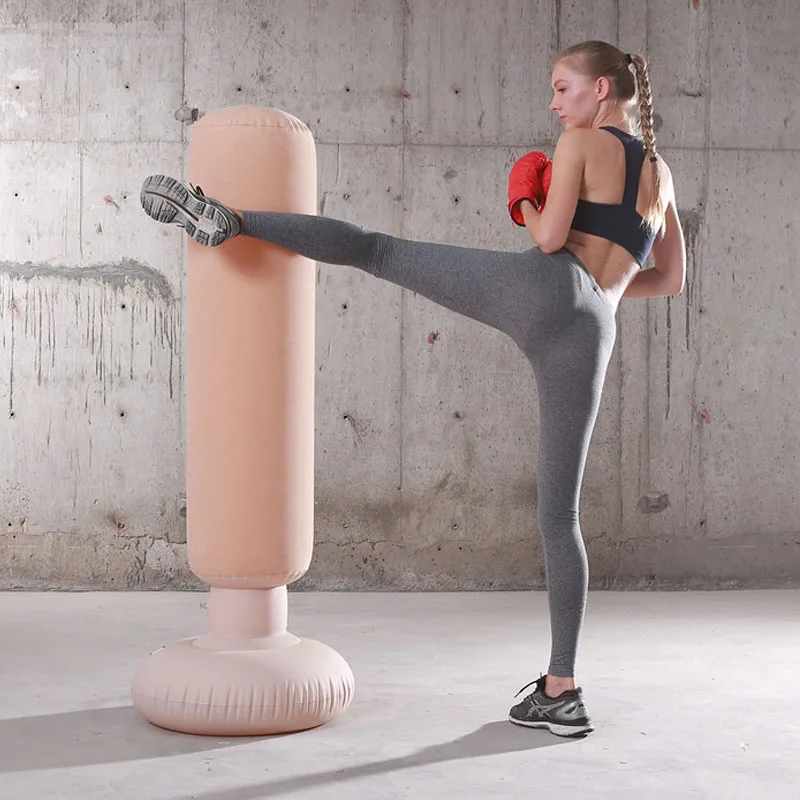 Боксерская груша Muay Thai надувная пост-куколка Разгрузочный мешок для песка для детей и взрослых тренировок в спортзале Цель на пе.