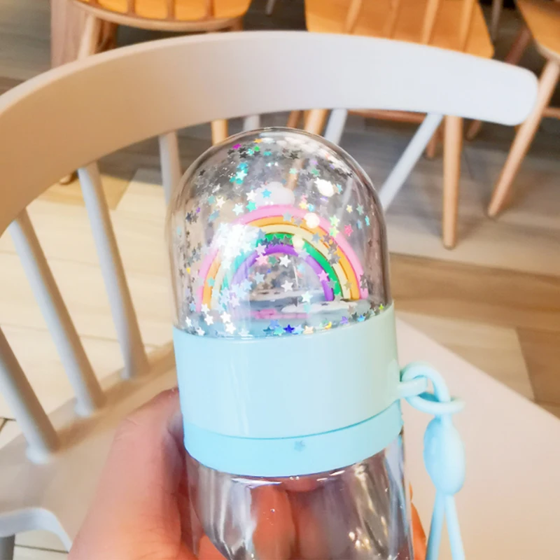 Water bottle cute unicorn creative micro landscape interesting design plastic water cup rainbow color girl portable | Дом и сад