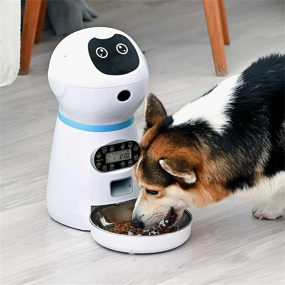 

Automatic Pet Feeder 3.5L Timed Quantitative Cat Dog's Feeder Smart Food Dispenser Infrared Detection Recording to Summon Pets