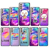 cute funny likee for samsung galaxy s21 ultra plus a72 a52 4g 5g m51 m31 m21 luxury tempered glass phone case cover