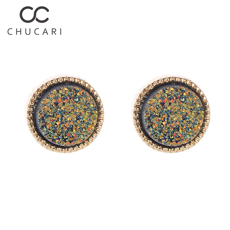 Новые модные простые серьги гвоздики CHUCARI из сплава с кристаллами смолы