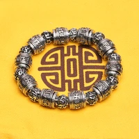 nepalese retro handmade tibetan silver jewelry six character mantra prayer tube heart sutra silver bracelet beads