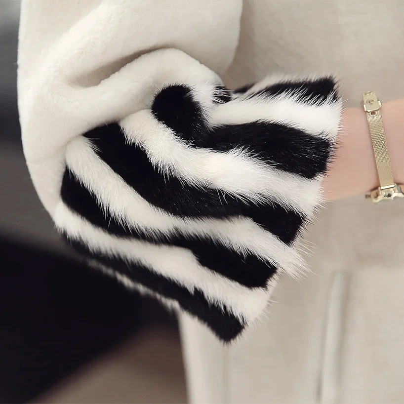 Женская Шуба из овчины теплая шуба натурального меха норки с воротником-стойкой