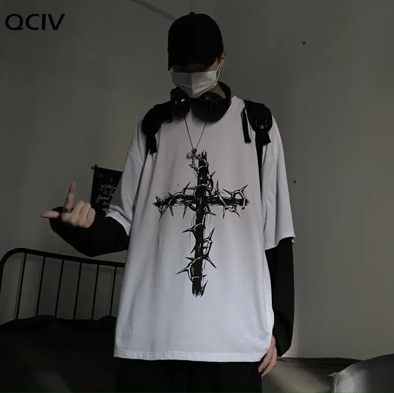 

Print Loose Women T-Shirts Punk Dark Gothic Streetwear Harajuku Clothes Long Sleeve Oversize Black Tops