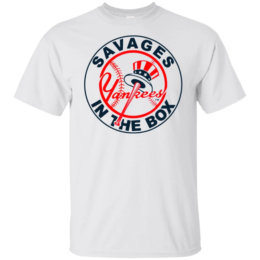 New York Savages In The Box Yankees Tops Tee T Shirt For Fans White for Men Women Basic Models T-Shirt | Мужская одежда