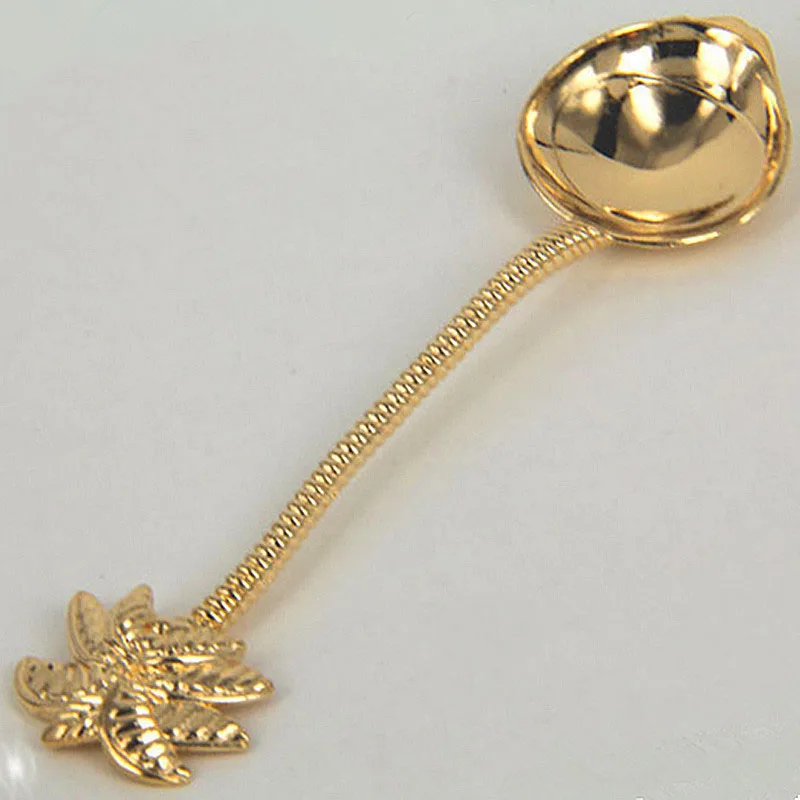 Винтаж Стиль кокосовой пальмы чайная кофейная ложка для мороженого цинковый