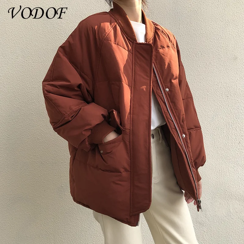 VODOF 2021 New Short Winter Jacket Women's Oversized Parka Warmth Thick Cotton Coat Loose and Thick Women's Winter Jacket