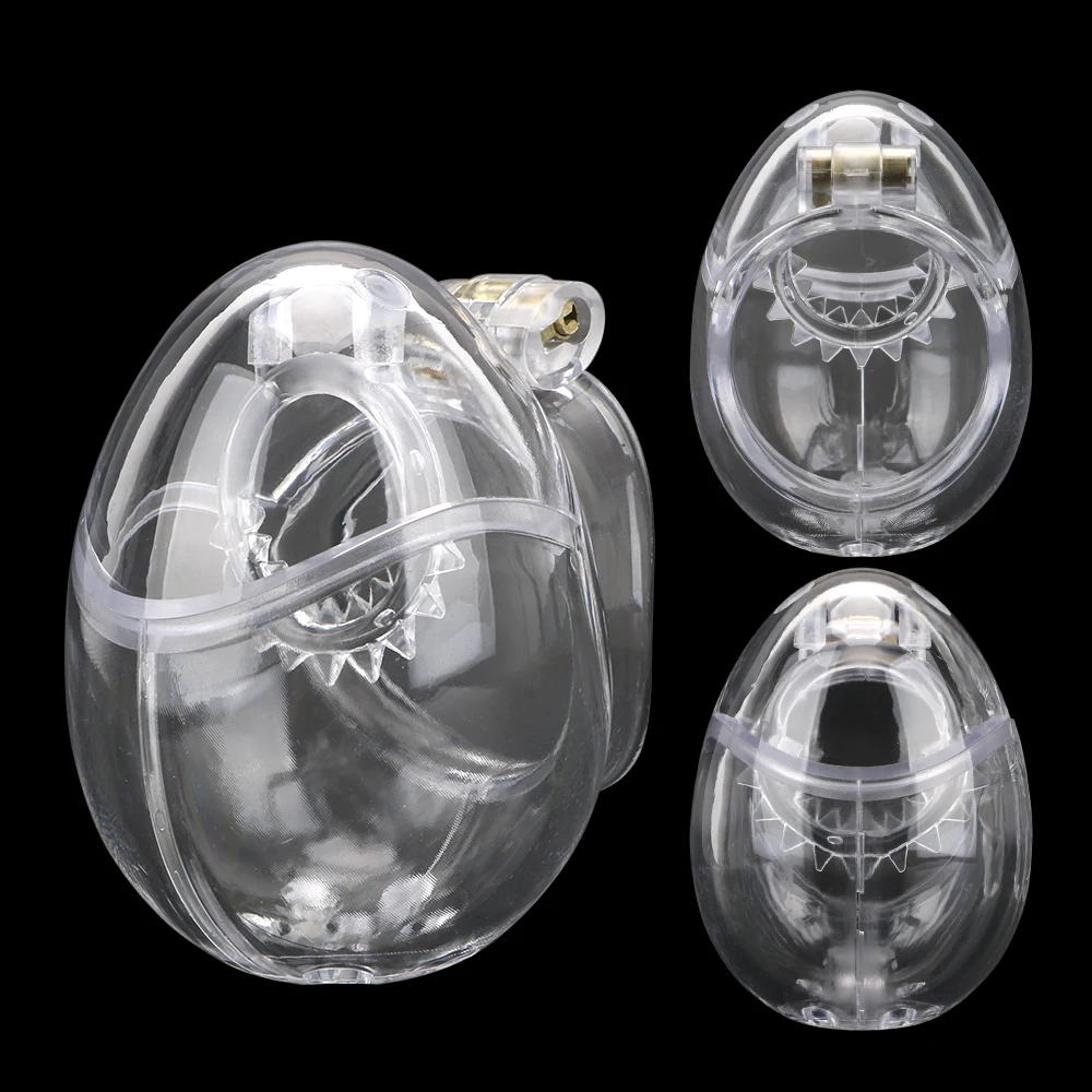 

Male Chastity Cage Lock Devices Scrotum Ball Stretcher Penis Cage Sex Toys For Men Fully Restraint Cock Rings With Thorn Ring