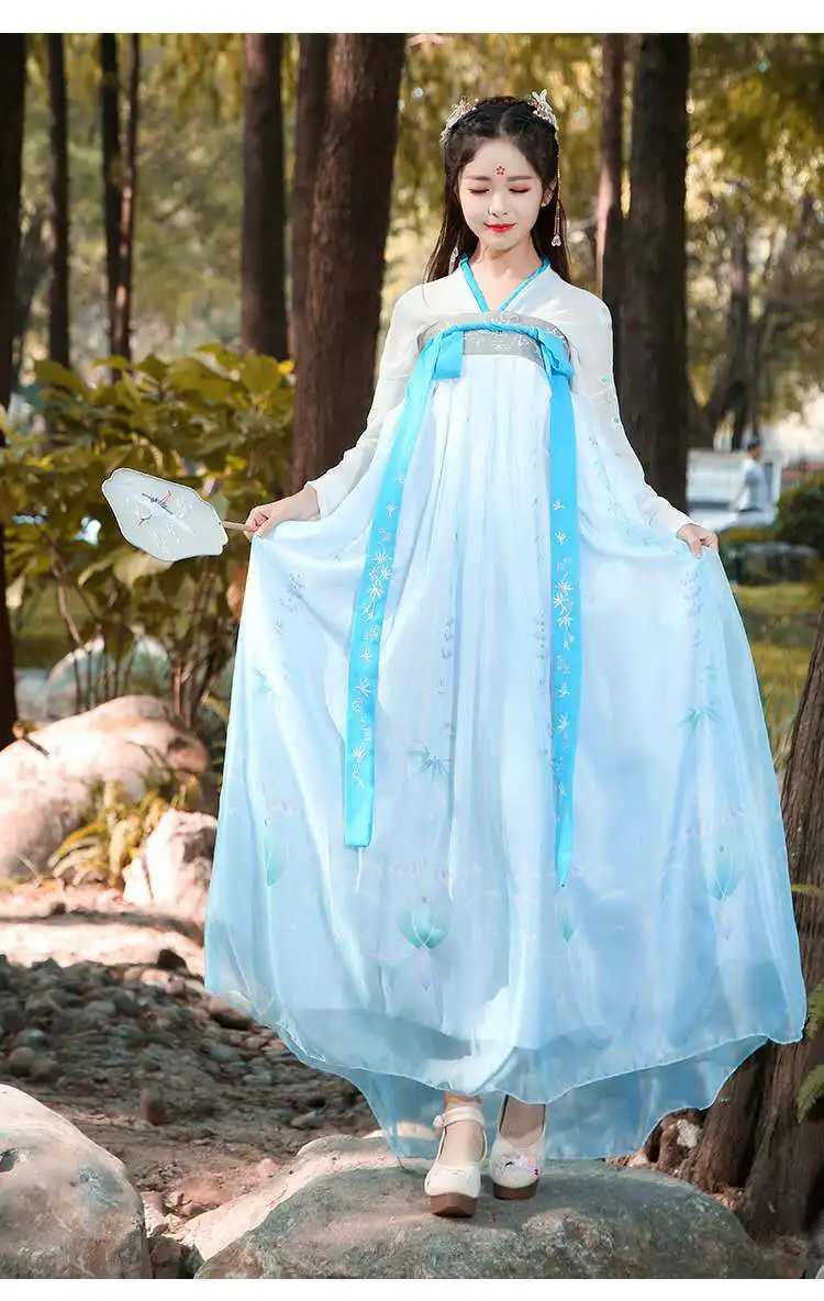 

Woman Chinese Hanfu Traditional Dance Costumes Cosply Fairy Performance Embroidery Oriental Tang Ancient Photography Dress