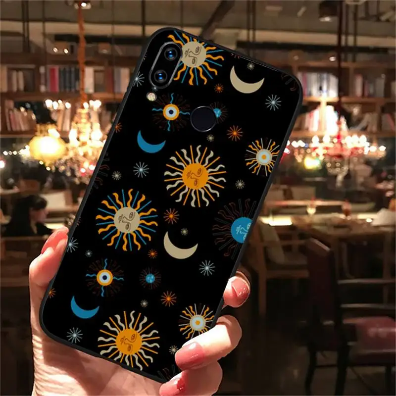 

Funny Sun Moon Face Phone Case For Xiaomi Redmi note Mi Huawei honor P smart 8 9 10 S T 20 30 40 lite Pro x