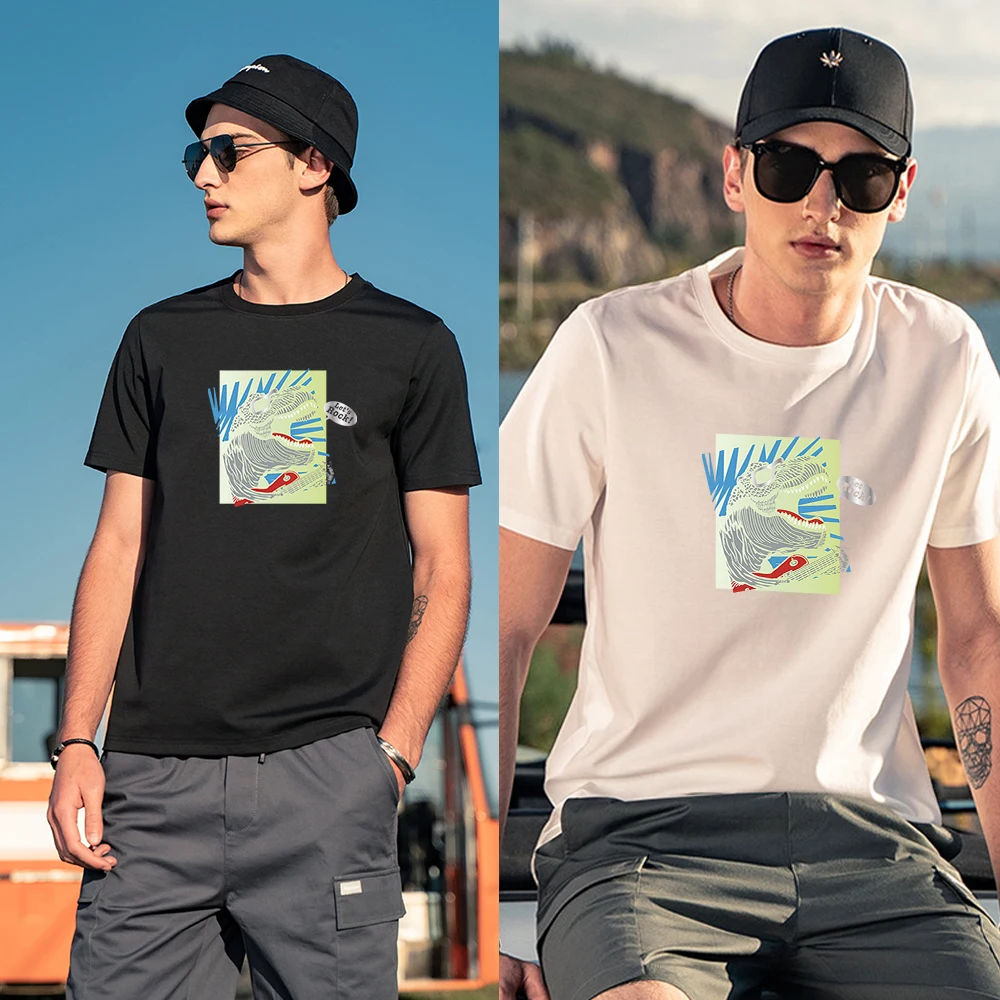 

tshirt fashion men's printed T-shirt monster roar pure cotton top short-sleeved oversized T-shirt