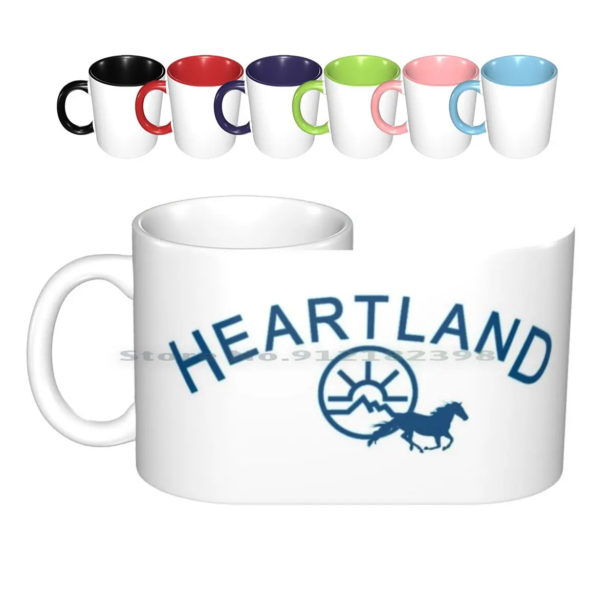 

Керамические кружки голубого цвета, чашки для кофе, кружка для молока и чая, чашка с рисунком сердцебиения, лошадей, лошадей, лечения, Монтан...