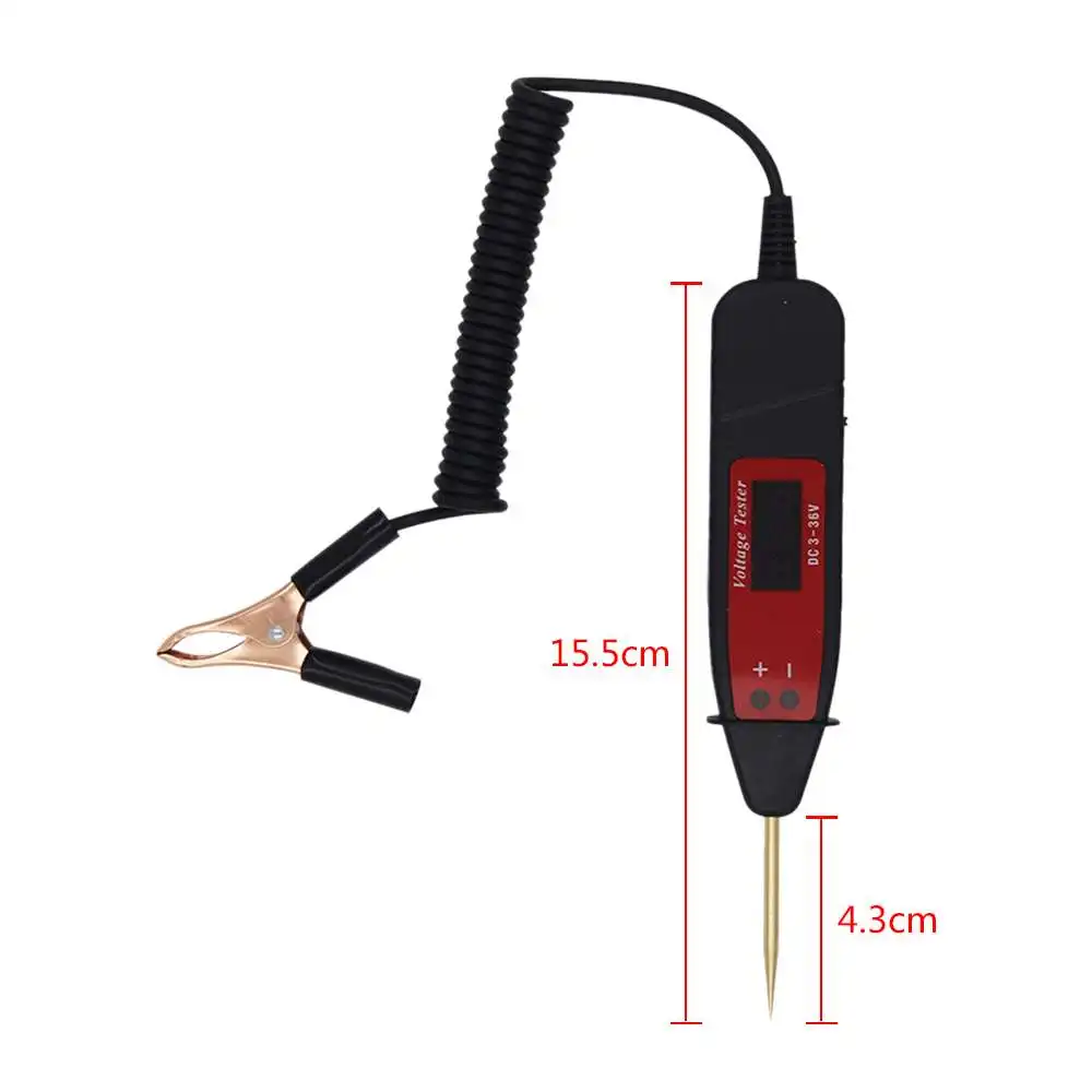 

Durable 3-36V Car LCD Digital Electric Voltage Power Test Pen Probe Detector With LED Light for Auto Car Testing Tool