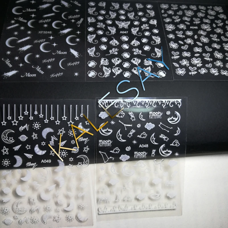 

DIY Nail Art Sticker Dream Moon Shade Adhesive Decals Manicure Design Snow Charm Shadow Back Glue 3D Sticker for Nails Flower
