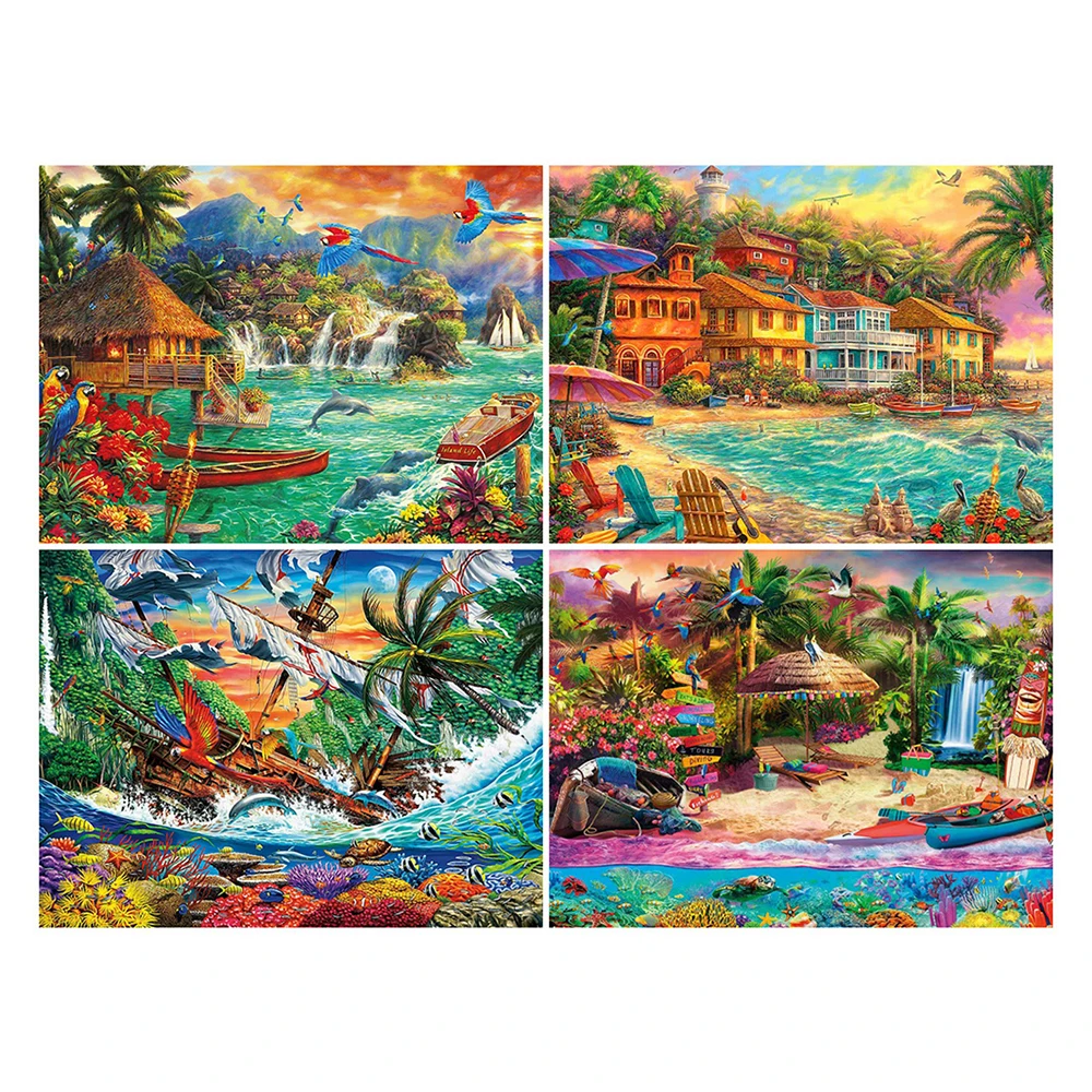 

Алмазная 5d картина «сделай сам» с полным покрытием, вышивка с пейзажем, квадратная круглая мозаика с рисунком коттеджа и моря, ручная работа...