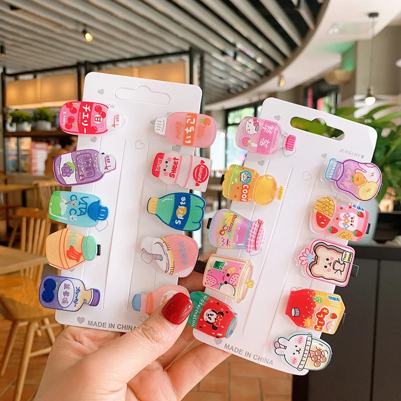 

1 set Cartoon Character Cola Drink Bottle Hair Clips Girl Baby Hair Pins Kids Hair Accessories