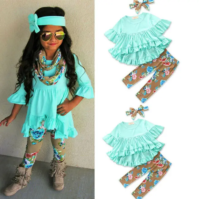 Комплект из 3 предметов для детей модный топ с цветочным принтом новорожденных