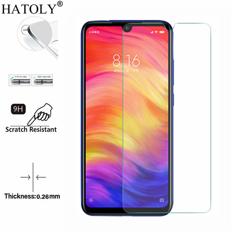 Protector de pantalla de cristal templado 9H para Xiaomi Redmi Note 8, pel&iacute;cula de vidrio, HATOLY, 2 uds.-1