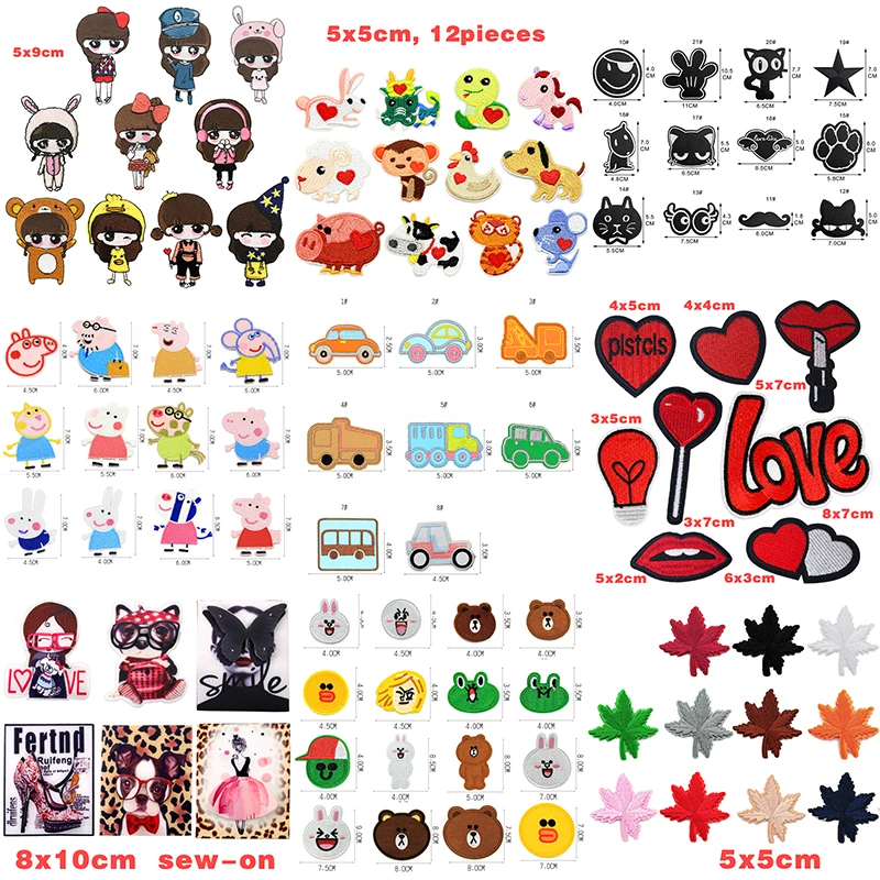 (46style) Mixed Embroidery Animal Sequin Patch Iron on Stripes for Clothing Children Accessories Applique Stickers Cloth Badges | Дом и сад