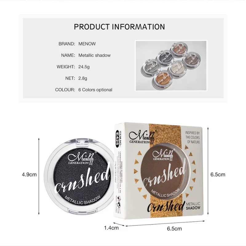 

New 6 Colors Single Palette Diamond Glitter Eyeshadow Illuminator Makeup Shimmer Metal Eye Shadow Shine Pigment Cosmetics E1