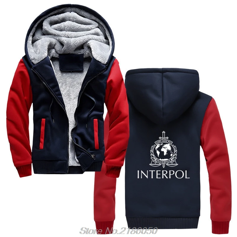 Толстовка мужская с логотипом Интерпола толстовка капюшоном на молнии уличная