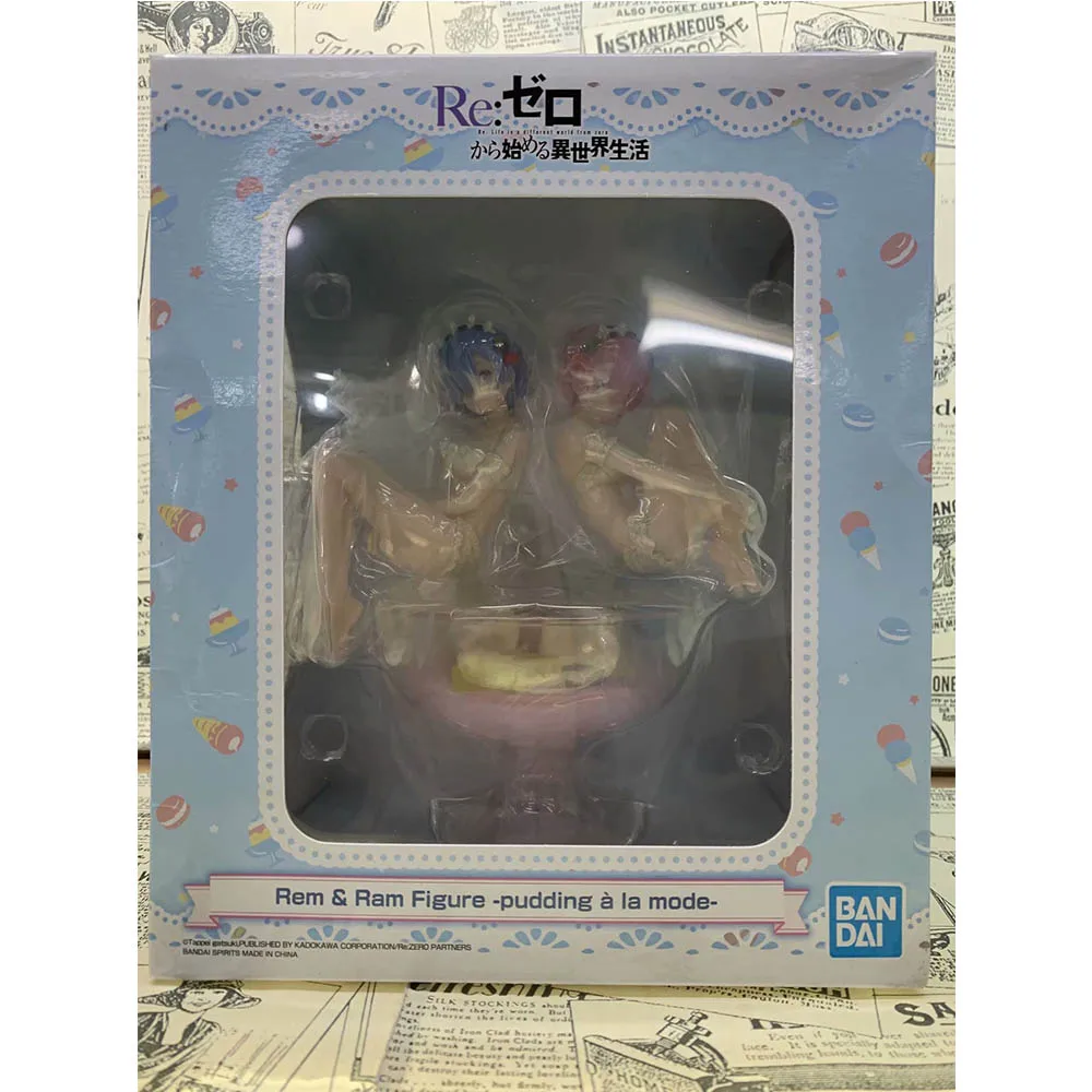 

13Cm Rem Ram Sitting Pudding Glass Japanese Anime Cute Model Another World From Scratch Pvc Ornaments Anime Figure Peripheral
