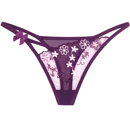 purple 2208 Женские кружевные стринги и стринги, трусики, сексуальное Ультра низкое нижнее белье, танга, женское бикини, эротическое нижнее белье, XXS-XL, 2208N - Цвет: purple 2208