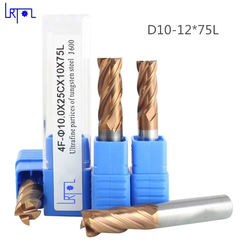 Концевая фреза HRC60 из карбида вольфрама с 4 канавками диаметр 10 12 длина 75 мм |