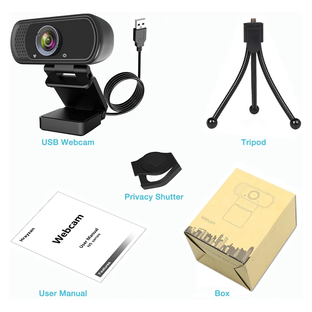 

1080P HD Webcam Mini Computer PC Camera USB Web Camera Build-in Microphone With Tripod Stand for Live Streaming Video Conference