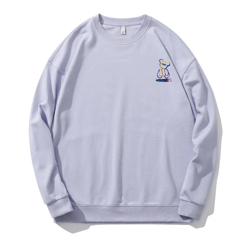 

2021 New Solid Color Sweatshirt Men Spring Hoody Casual Reflective Small Bear Hoodie Cotton Sweatshirts Men Streetwear Clothes