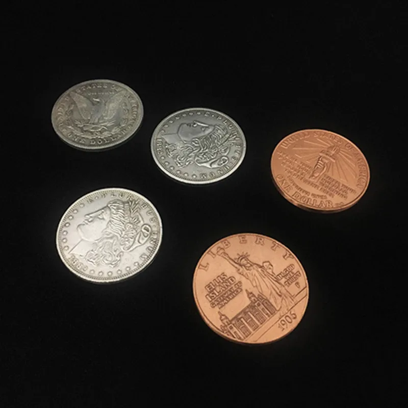 Hopping Morgan(Статуя Свободы) от Оливера Волшебная монета Волшебные трюки прыжки монета Моргана мерцающие иллюзии реквизит карты