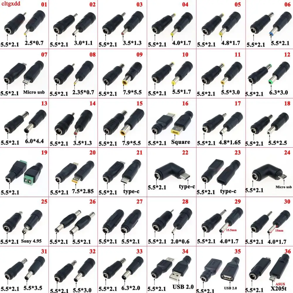 1 штекер питания постоянного тока-гнездо 2 5x0 7 6 5*4 4 4.0X1.7 3 0*1 5 5*2 Тип c Usb к конвертер