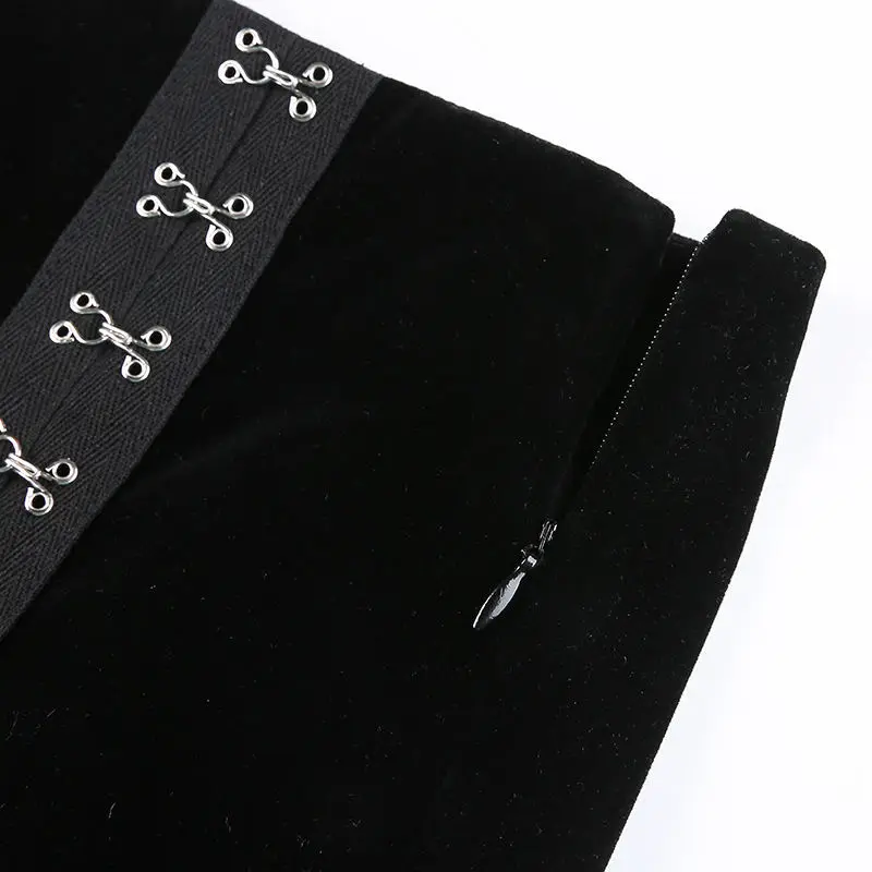 

Korean style club sexy black mini skirt girls summer Corduroy tight high waist short skirt punk Metal buttons buttock skirt