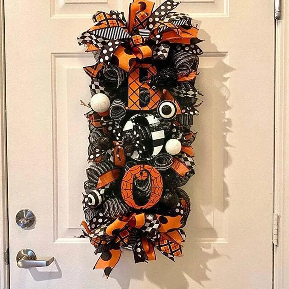 

Halloween Wreath Door Hanging Decoration Halloween Door Letter Pumpkin Boo Wreath Halloween Supplies Home Party Happy Party W7z2