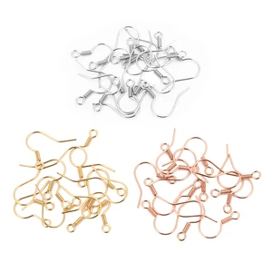 Крючки для сережек, из хирургической нержавеющей стали, цвета розового золота, с шариком, 50 шт.лот