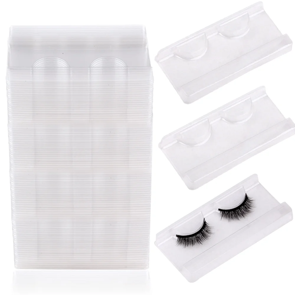 

New 10/20/50/100/200pcs Wholesale Lashes Packing Boxes Plastic Transparent Empty Lash Tray 8-25mm Mink Eyelash Tray Packing Case