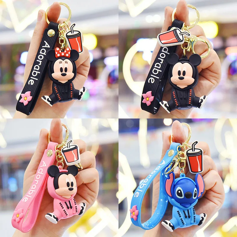 Брелок для ключей Disney Подвесные брелки из ПВХ с рисунком Микки и Минни подарок на