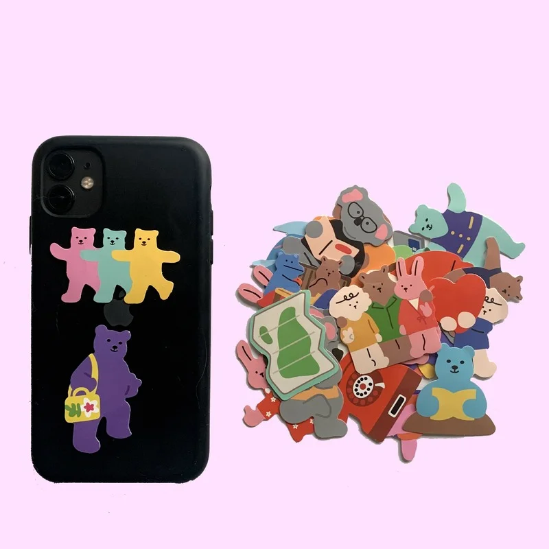 Kawaii Bear Cute Girl Stationery Hand Account Stickers Phone Case Charging Treasure Diy Sticker Pegatina School Supplies | Канцтовары