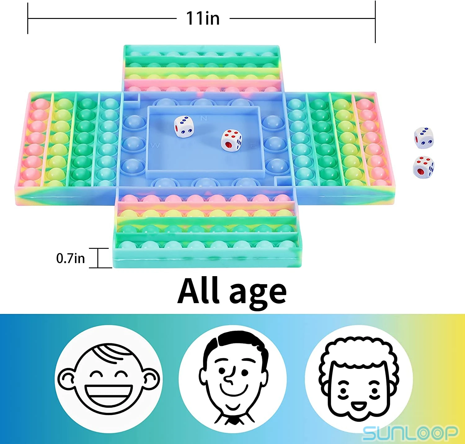 Большая игрушка-антистресс для разных игроков Детская Радужная шахматная доска