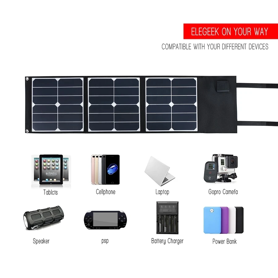 

40W 5V 18V Portable Solar Panel Charger SUNPOWER Solar Panel 18V Outdoor Solar Charger for Laptop 12V Battery Phone