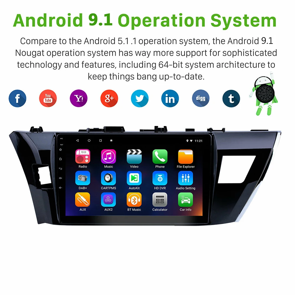 Автомагнитола 2din с Android 9 1 мультимедийный плеер для Toyota Corolla 2013 2015 10 дюйма четыре