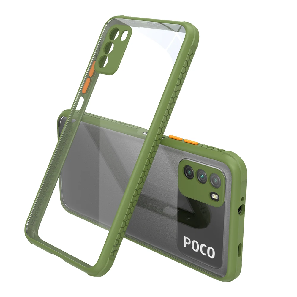 Прозрачный чехол из прочного пластика с противоскользящей амортизационной вставкой для телефона Poco M3 от Xiaomi POCO Pro 5G.
