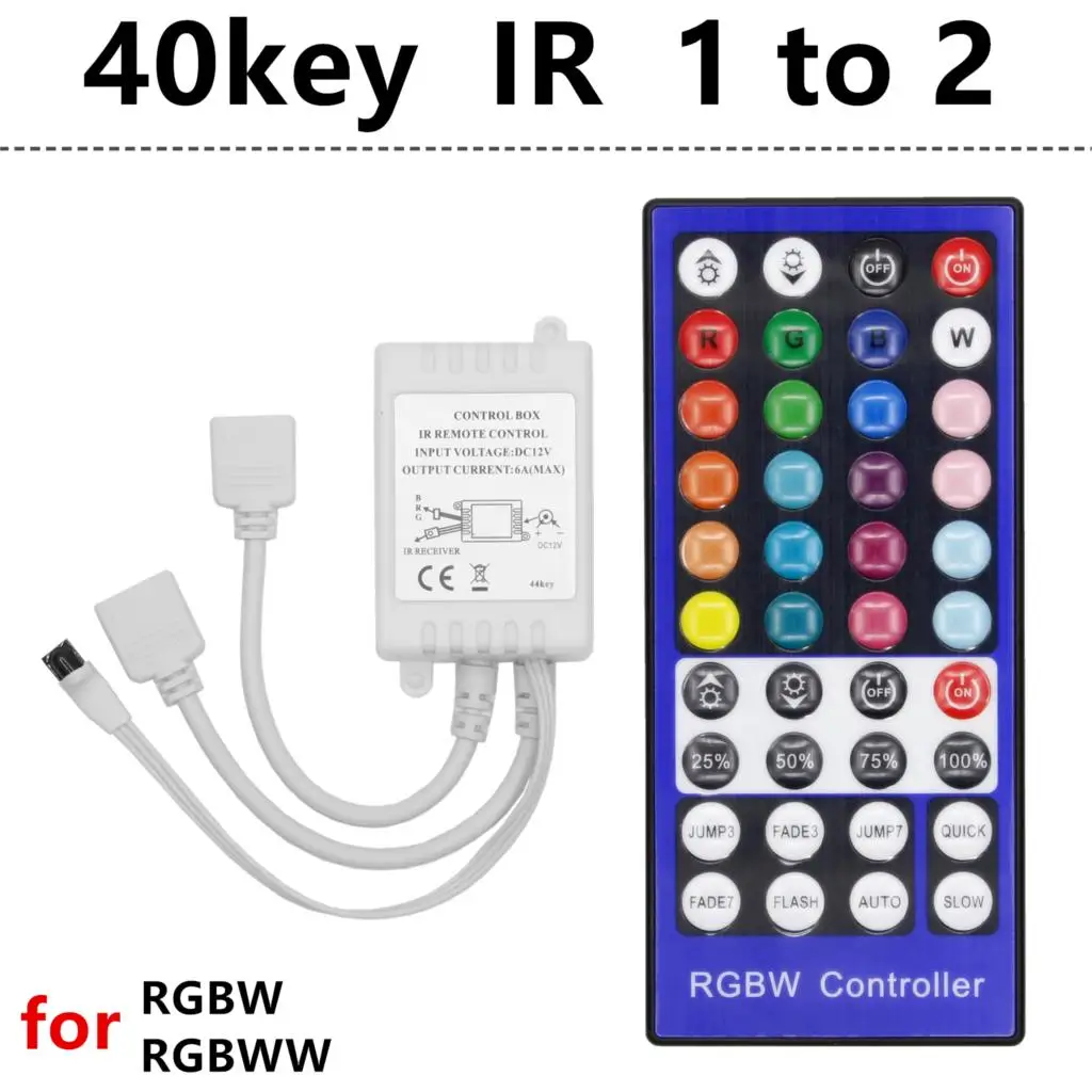 Светильник s 4 Каналы DC 12 V-24 V RGBW светодиодный Управление; диммер 40Key 5Pins ИК-пульт дистанционного управления Управление для SMD 5050 RGBW/RGBWW Светодиодные ленты светильник